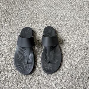 Crocs Tulum Women's Size 11 Black Flip Flop T Strap Slip On Sandals Thong NEW